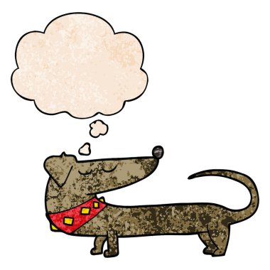 karikatür köpek ve grunge doku desen tarzında düşünce balonu