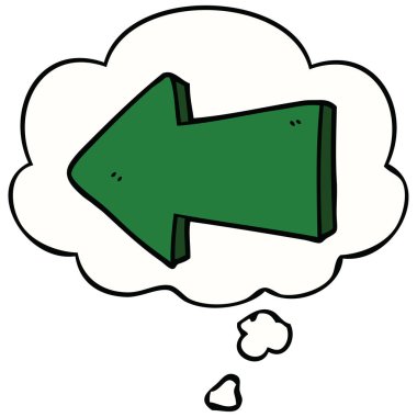 karikatür işaret ok ve düşünce kabarcık