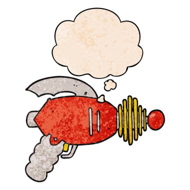 karikatür ışın silah ve grunge doku desen sty düşünce balonu