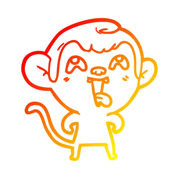 Linha gradiente quente desenho louco dos desenhos animados macaco —  Vetores de Stock