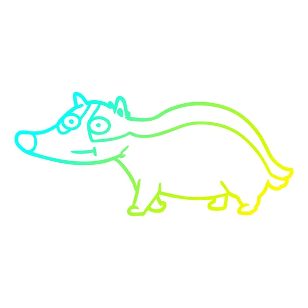 Koude gradiënt lijntekening cartoon vriendelijke Badger — Stockvector