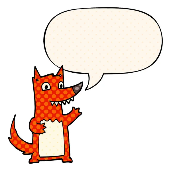 Lobo de dibujos animados y burbuja del habla en estilo de cómic — Archivo Imágenes Vectoriales