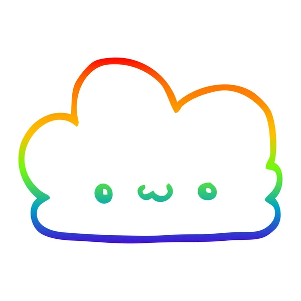 Rainbow gradient linje ritning söt Cartoon Cloud — Stock vektor