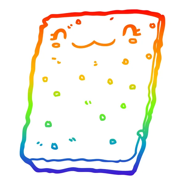 Linha gradiente arco-íris desenho de biscoito dos desenhos animados — Vetor de Stock