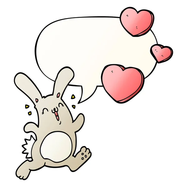 Cartoon rabbit in love and speech bubble in smooth gradient styl — Stock Vector