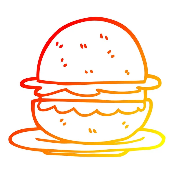 Linha gradiente quente desenho dos desenhos animados hambúrguer — Vetor de Stock
