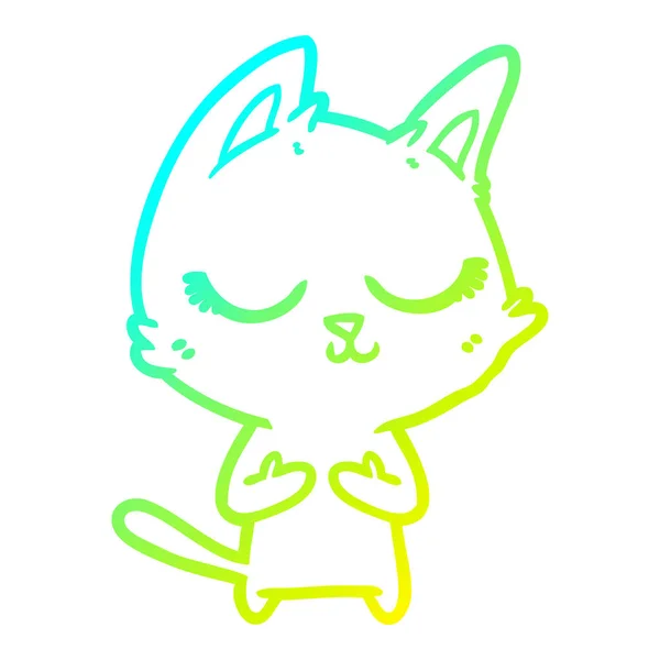 Studená Přechodová čára kreslení klidná Kreslená kočka — Stockový vektor