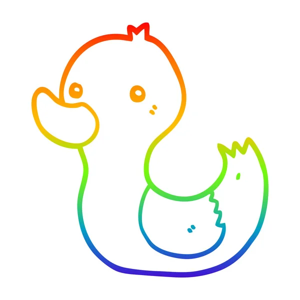 Regenbogen-Gradienten-Linie Zeichnung Cartoon-Ente — Stockvektor