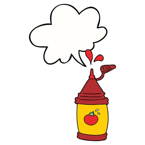 Bouteille de ketchup dessin animé et bulle de parole — Image vectorielle