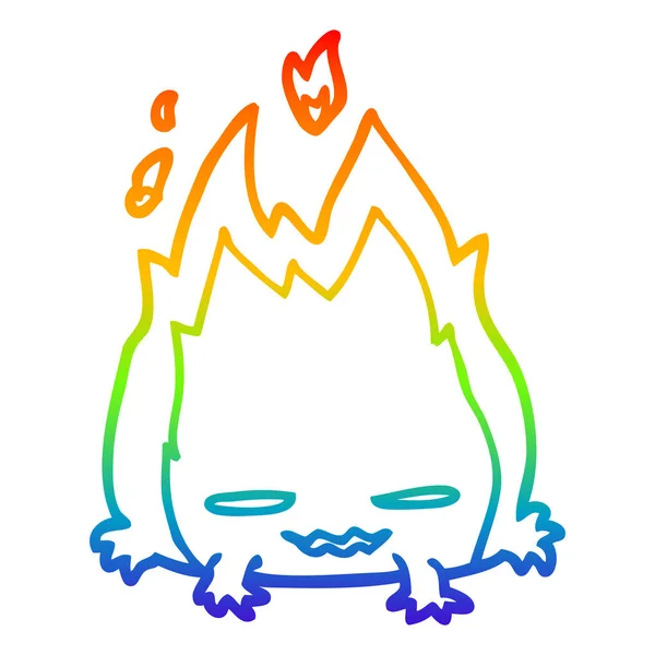 Regenboog gradiënt lijntekening cartoon Fire Demon — Stockvector