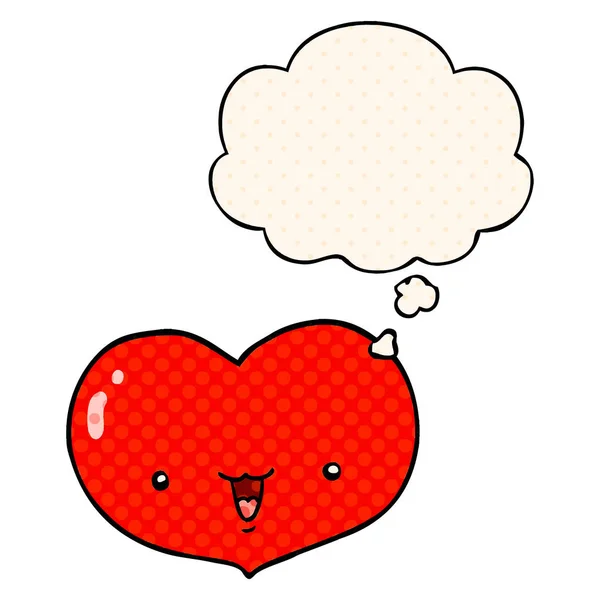 Tecknad kärlek hjärta karaktär och tankebubbla i serietidning St — Stock vektor