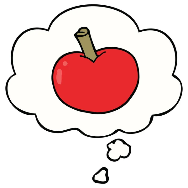 Cartoon-Apfel und Gedankenblase — Stockvektor