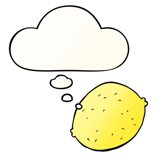 Karikatur Zitrone und Gedankenblase im sanften Gradienten-Stil — Stockvektor