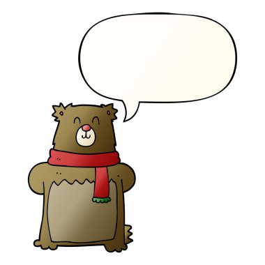 düzgün degrade tarzında karikatür ayı ve konuşma balonu