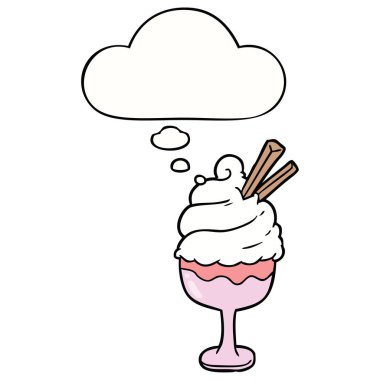 karikatür dondurma ve düşünce balonu