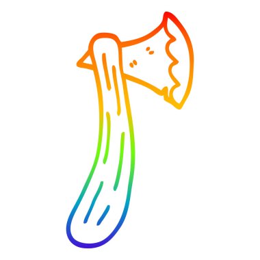 gökkuşağı gradyan çizgi çizim karikatür balta