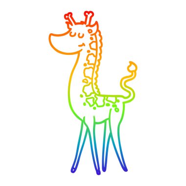 gökkuşağı gradyan çizgi çizim karikatür zürafa