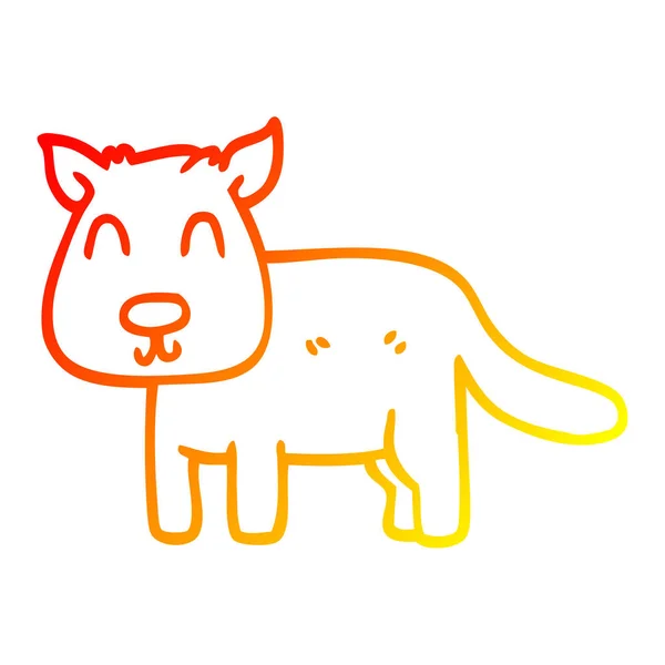 暖かいグラデーションライン描画漫画穏やかな犬 — ストックベクタ