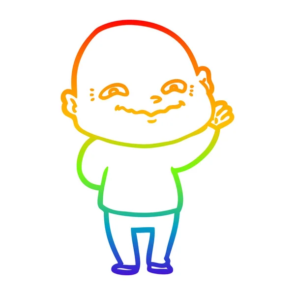 Rainbow gradient ligne dessin animé mec effrayant — Image vectorielle