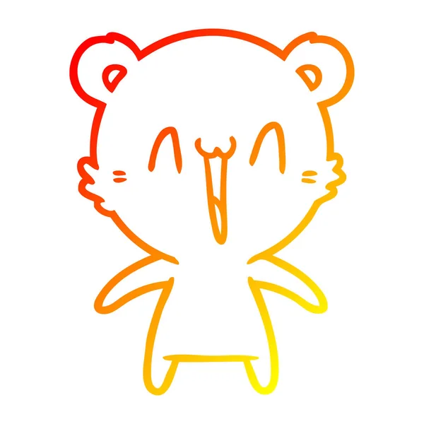 Línea de gradiente caliente dibujo feliz oso polar de dibujos animados — Vector de stock