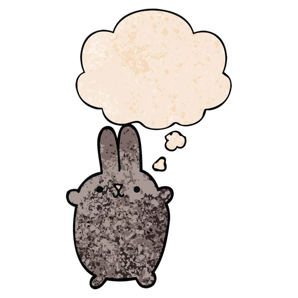 Dessin animé lapin et bulle de pensée en motif texture grunge styl — Image vectorielle