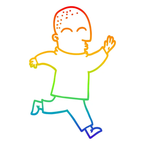 Gradient linia mężczyzna bieganie rysunek tęcza — Wektor stockowy