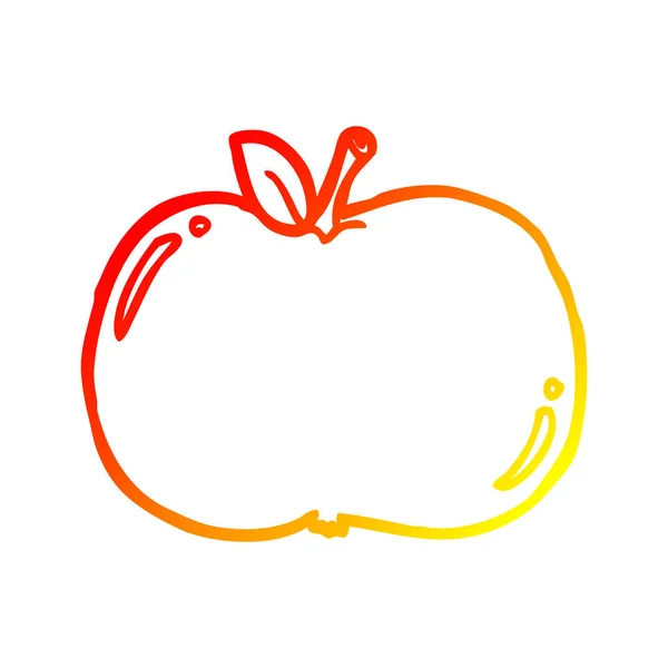 Chaud gradient ligne dessin dessin animé pomme — Image vectorielle