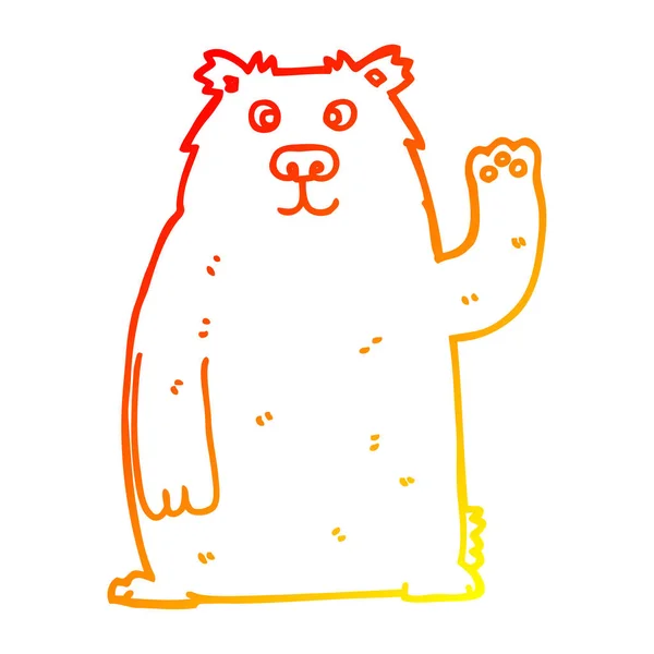 Ciepły gradient linia kreskówka niedźwiedź rysunek — Wektor stockowy