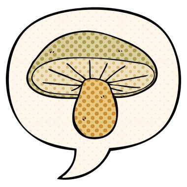 çizgi roman tarzında karikatür mantar ve konuşma balonu