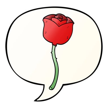 çizgi film gül ve konuşma balonu pürüzsüz degrade tarzında