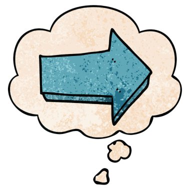 karikatür ok ve grunge doku desen tarzında düşünce balonu