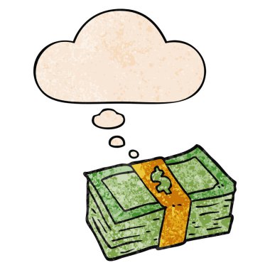 grunge doku desen tarzı karikatür nakit ve düşünce balonu