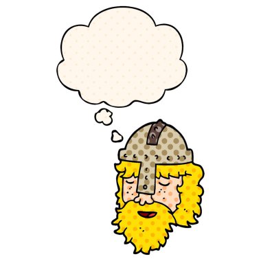 çizgi film viking yüz ve çizgi roman tarzında düşünce balonu