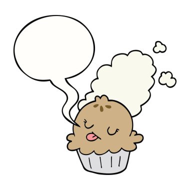 sevimli karikatür pasta ve konuşma balonu