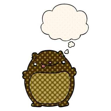 çizgi film ayısı ve çizgi roman tarzında düşünce balonu