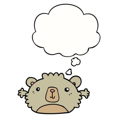 komik karikatür ayı ve düşünce balonu