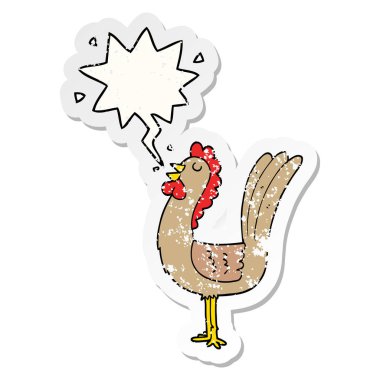 karikatür horoz ve konuşma balonu sıkıntılı etiket