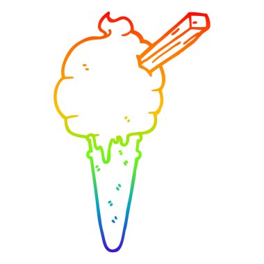 gökkuşağı degrade çizgi çizim karikatür dondurma