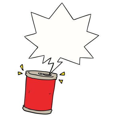 karikatür soda can ve konuşma balonu