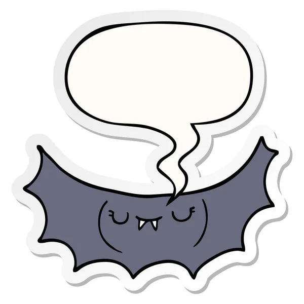 Karikatür vampir yarasa ve konuşma kabarcık etiket — Stok Vektör