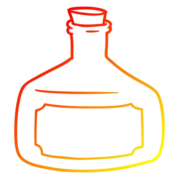 Línea de gradiente caliente dibujo de dibujos animados botella vieja — Vector de stock