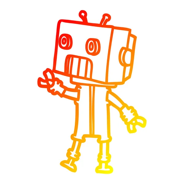 Línea de gradiente caliente dibujo robot de dibujos animados — Archivo Imágenes Vectoriales