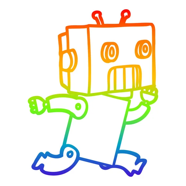 Rainbow gradient ligne dessin robot dessin animé — Image vectorielle