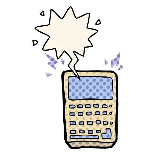 Καρτούν αριθμομηχανή και φούσκα ομιλίας σε στυλ κόμικ — Διανυσματικό Αρχείο