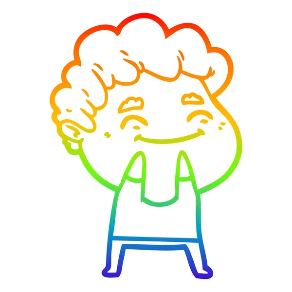 Regenboog gradiënt lijntekening cartoon vriendelijke man — Stockvector