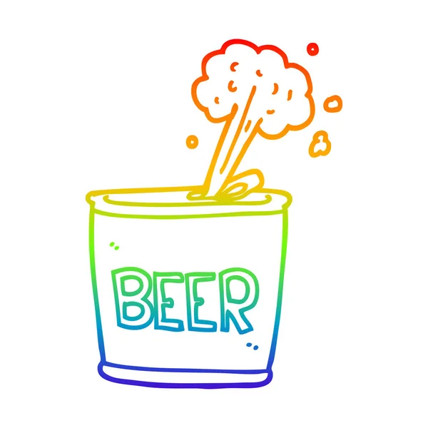 Regenboog gradiënt lijntekening cartoon bier kan — Stockvector