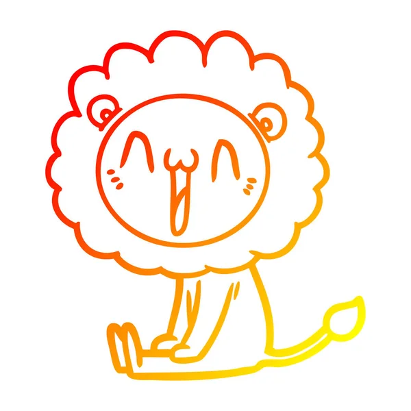 Lämmin kaltevuus linja piirustus onnellinen sarjakuva leijona — vektorikuva