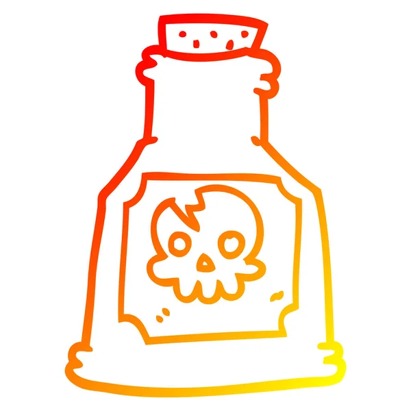 Línea de gradiente caliente dibujo botella de veneno de dibujos animados — Vector de stock