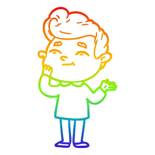 Arco iris gradiente línea dibujo feliz dibujos animados hombre — Vector de stock