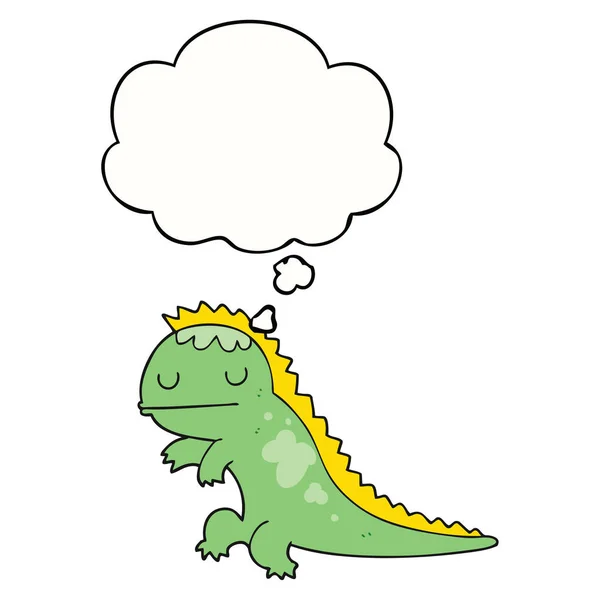 Dinosaurio de dibujos animados y burbuja de pensamiento — Archivo Imágenes Vectoriales